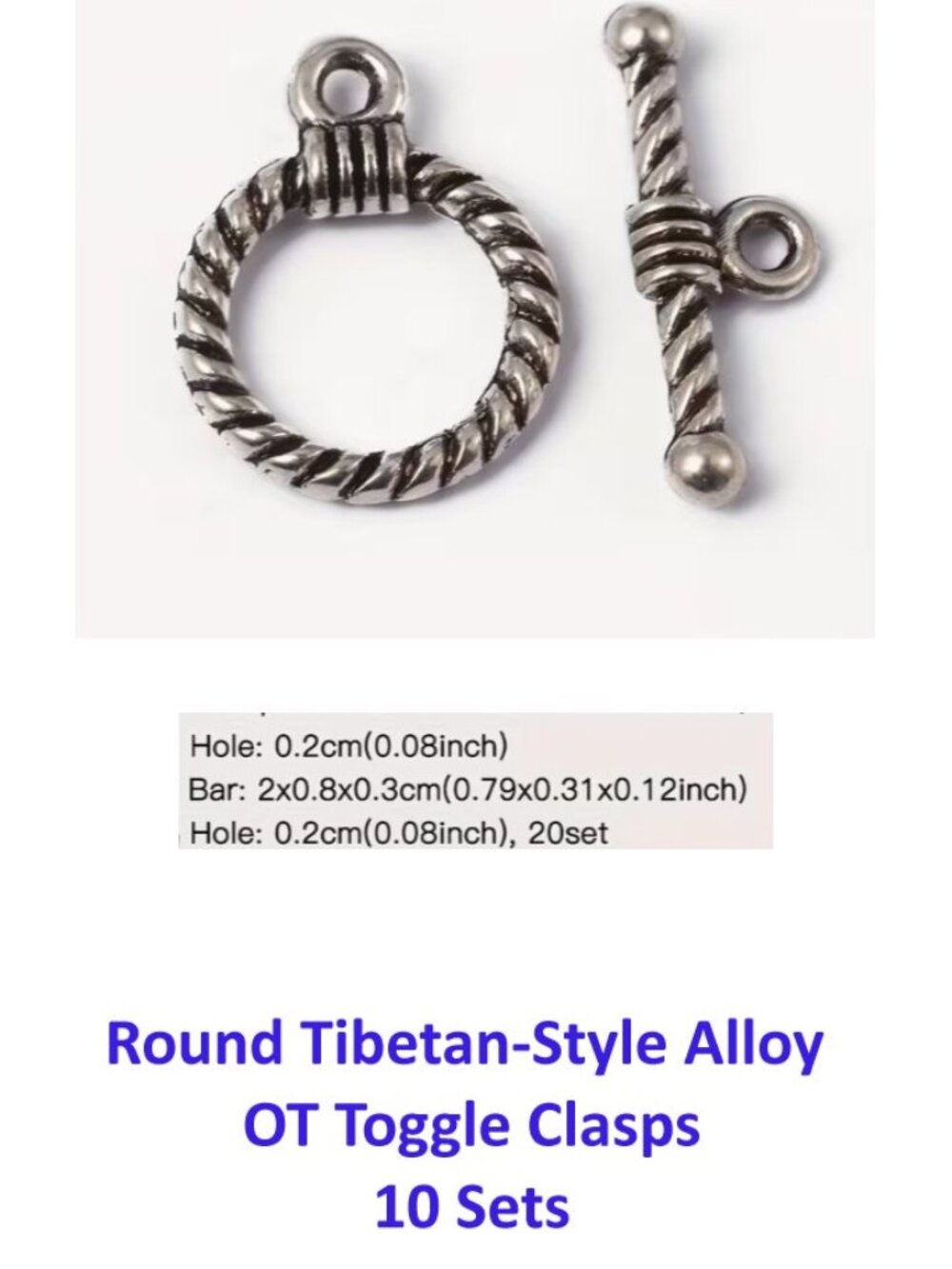 Round Tibetan-Style Alloy  OT Toggle Clasps 10 Sets